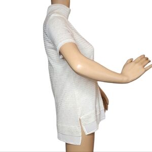 WHBM linen-blend lightweight sweater blouse, turtleneck.